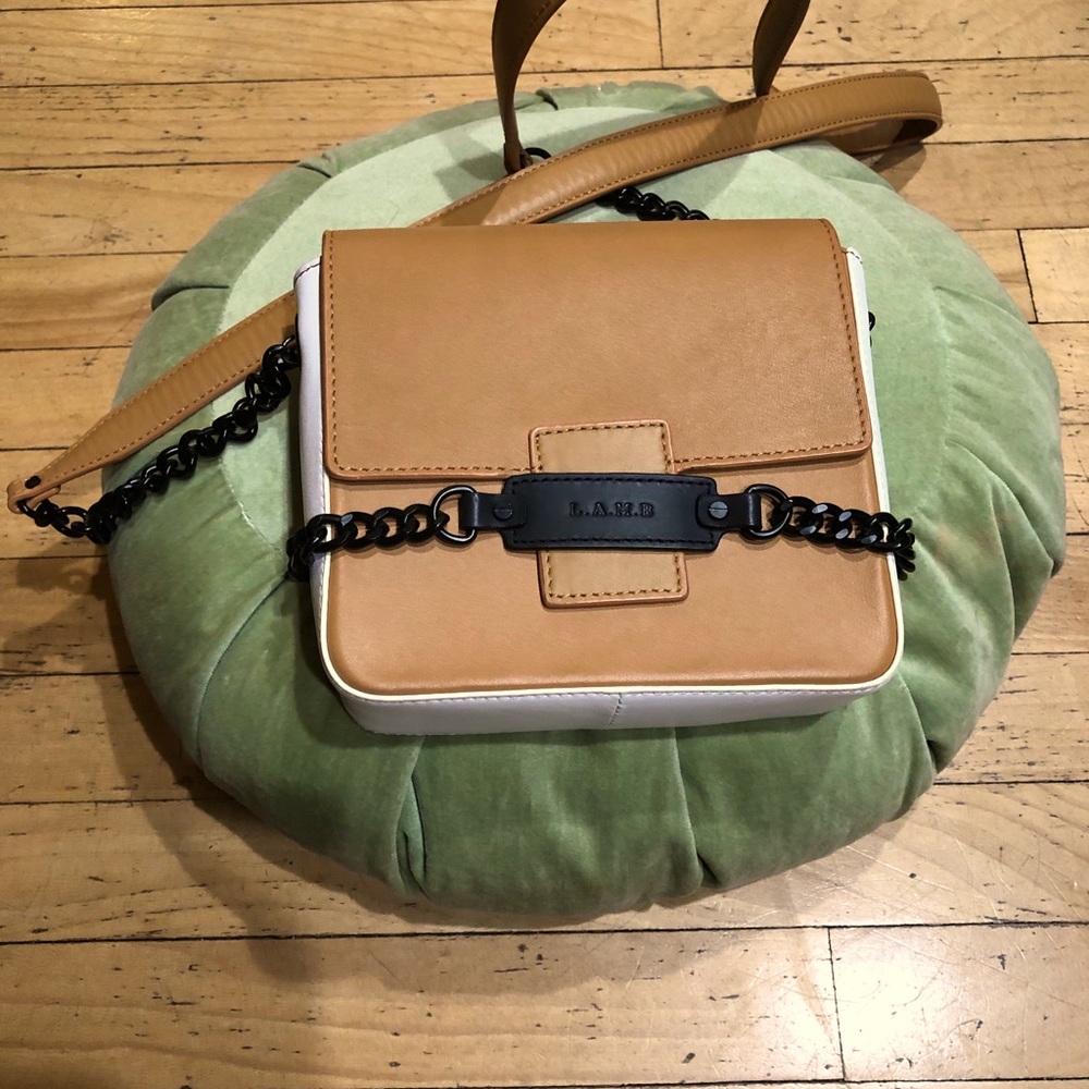 L.A.M.B. Tan and White Crossbody Bag